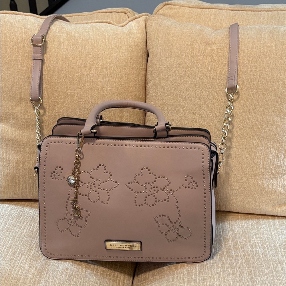 Andrew Marc Mauve Floral Satchel
